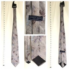 ANDREW FEZZA Silk NECK TIE Leafs 100% Authentic
